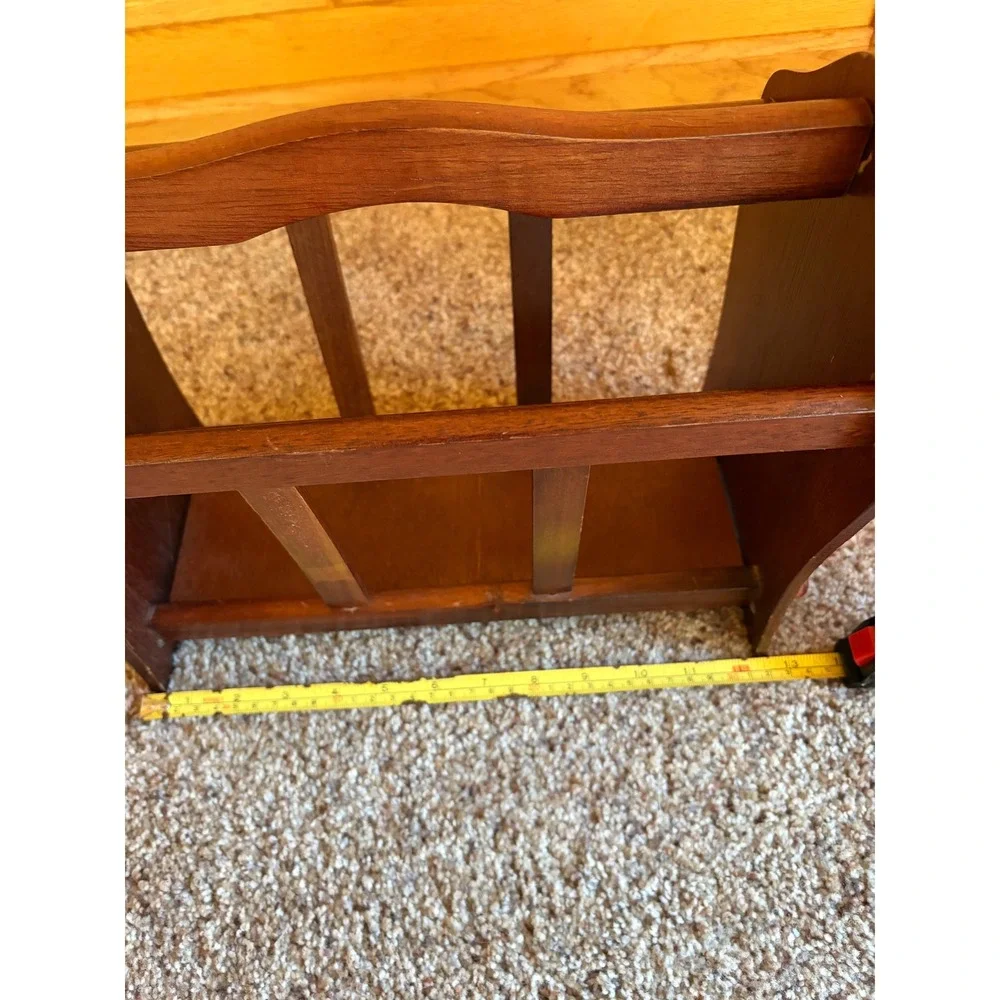 Powell Vintage Wood Magazine Rack Floor Holder Dark Brown Mid Century Style